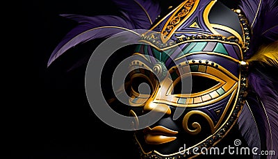 Indigenous culture mask, disguise tradition, celebration, mystery generated by AI Stock Photo
