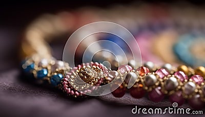 Indigenous cultures celebrate with ornate jewelry, bright beads and glitter generated by AI Stock Photo