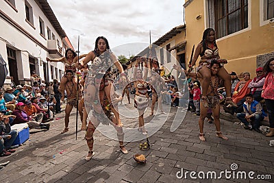 Indigenous dancers from the Amazon area Editorial Stock Photo