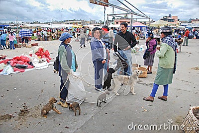 Indigenous Ecuadorian market Editorial Stock Photo