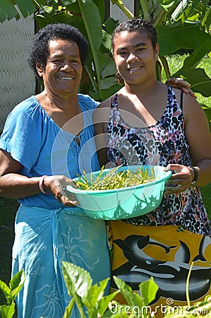 Indigenous Fijian mother and daughter Editorial Stock Photo