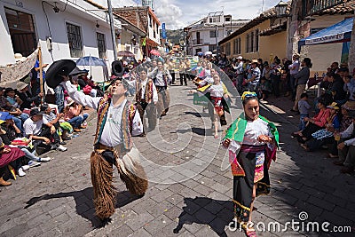 indigenous kichwa people dancing outdoors Editorial Stock Photo