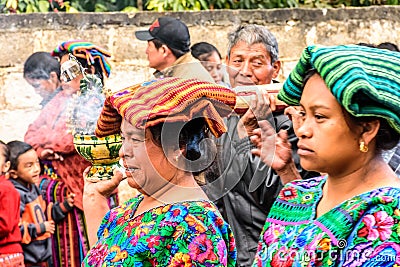 Indigenous Maya women dressed in traditonal costume, Guatemala Editorial Stock Photo