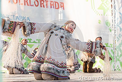 Indigenous peoples of the Far North of Russia perform traditional dances Editorial Stock Photo