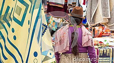 Indigenous Saleswoman, Otavalo Market, Ecuador Editorial Stock Photo