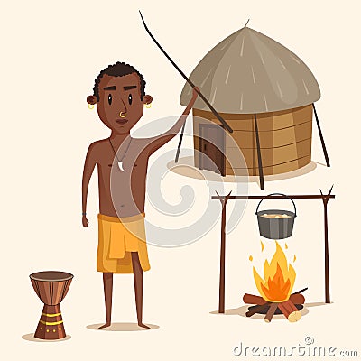 Indigenous south american or african male Vector Illustration