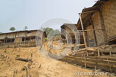 indigenous tribal culture of Akha tribe village, Pongsali, Laos Stock Photo