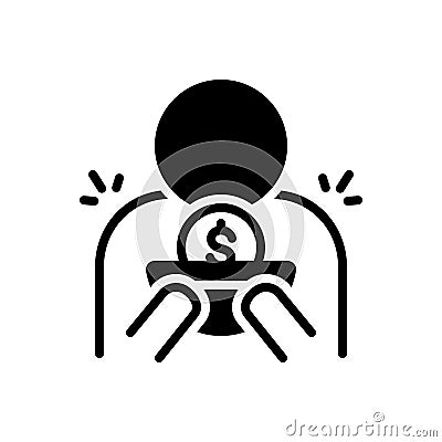 Black solid icon for Indigent, beggarly and penniless Vector Illustration