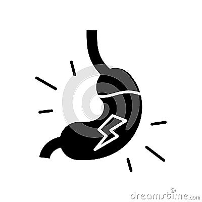 Indigestion black glyph icon Vector Illustration