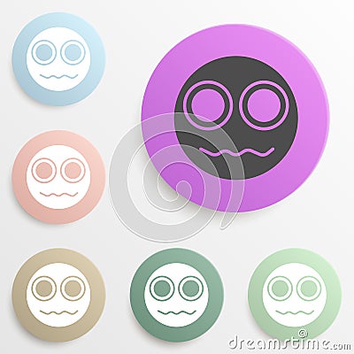 an indignant smiley badge color set. Simple glyph, flat vector of web icons for ui and ux, website or mobile application Stock Photo