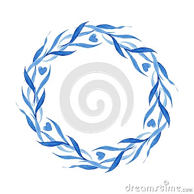 Indigo blue hand drawn wreath, vector illustration Vector Illustration