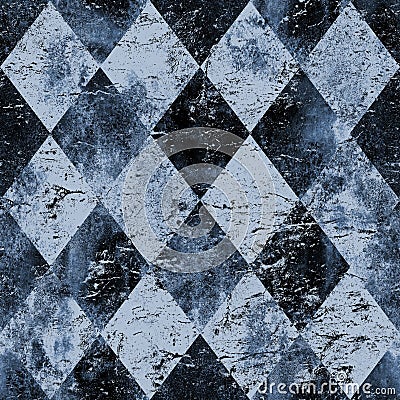 Indigo blue navy vintage grunge argyle seamless plaid pattern. Watercolor hand drawn background Stock Photo