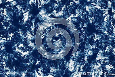 Indigo Blue Shibori Tie dye fabric texture pattern. White and Blue colors Stock Photo