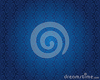 Indigo blue vintage wallpaper background pattern design Stock Photo