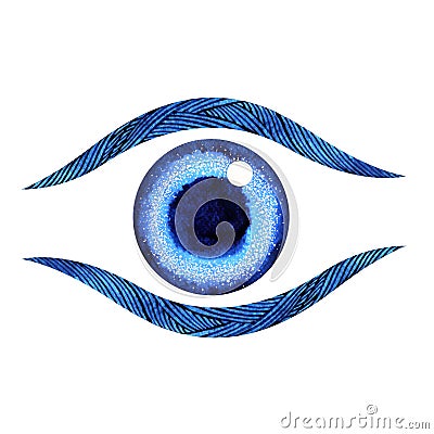 Indigo color of chakra symbol third eye concept Cartoon Illustration