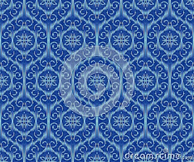 Indigo dyed textile seamless pattern. Repeatable ikat elegant background Vector Illustration