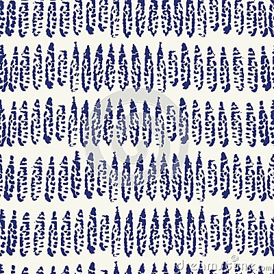 Indigo hand painted brush marks on ivory background seameless repeat. Vector Illustration