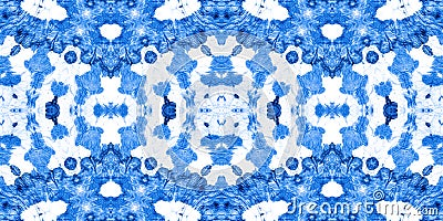 Indigo Seamless Blueish Aztec Ornament. Aztec Rug Stock Photo