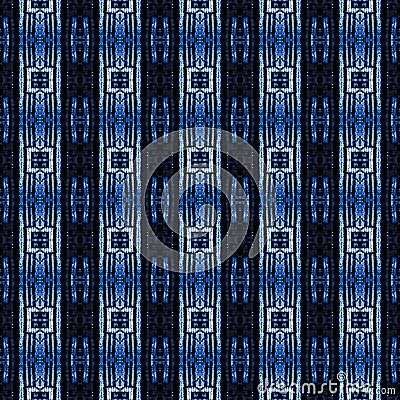 Indigo seamless portuguese ethnic tiles azulejos Blue ikat spanish tile pattern Italian majolica Mexican puebla talavera. Moroccan Stock Photo