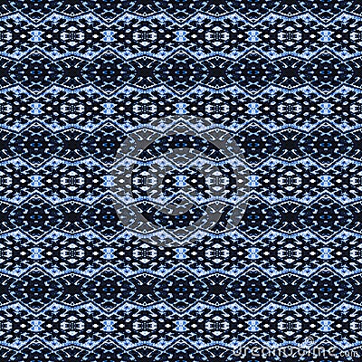 Indigo seamless portuguese ethnic tiles azulejos Blue ikat spanish tile pattern Italian majolica Mexican puebla talavera. Moroccan Stock Photo