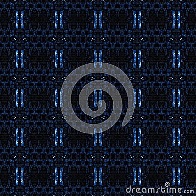 Indigo seamless portuguese ethnic tiles azulejos Blue ikat spanish tile pattern Italian majolica Mexican puebla talavera. Moroccan Stock Photo