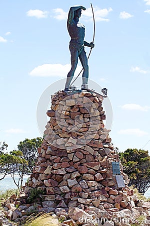Indio Tehuelche monument in Puerto Madryn, a city in Chubut Province, Patagonia, Argentina Editorial Stock Photo