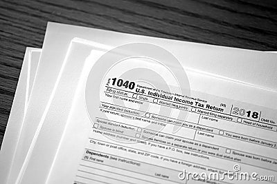 Individual Income Taxes 1040 Form Editorial Stock Photo