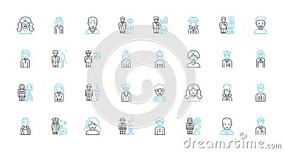 Individual persona linear icons set. Self, Identity, Ego, Personality, Character, Traits, Self-concept line vector and Vector Illustration