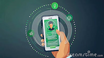 Individual using a mobile device to complete a verification process, illustrating seamless digital interactions Stock Photo