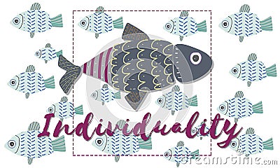 Individuality Unique Different Fish Graphic Concept Stock Photo