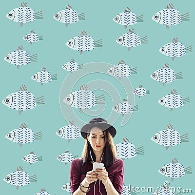 Individuality Unique Different Fish Graphic Concept Stock Photo
