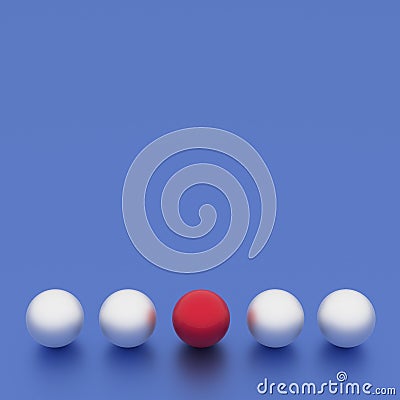 Individuality, unique and different red ball and other white. Contrast concepts with blank background Stock Photo