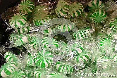 Green Pinwheel Mints Stock Photo