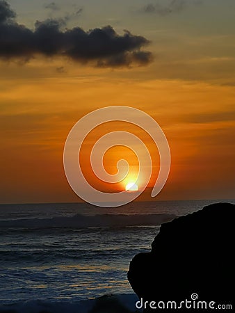 sunset on the beach mengening Stock Photo