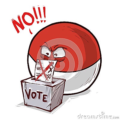 Indonesia country ball voting no Vector Illustration