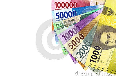 indonesia currency rupiah money paper all nominal. financial and economies symbol on white background Stock Photo