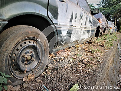 Used car garage in Indonesia Stock Photo