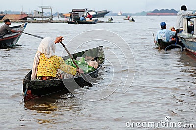 Indonesia - floating market in Banjarmasin Editorial Stock Photo