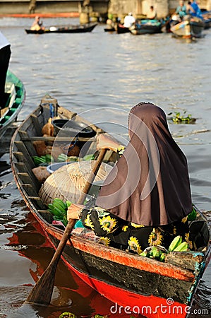Indonesia - floating market in Banjarmasin Stock Photo
