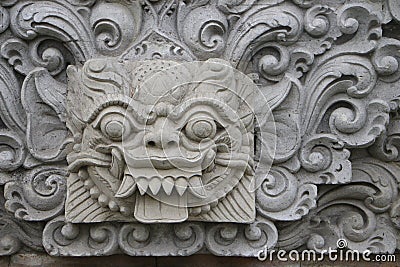 Indonesia god statue in front of bali temple.Traditional indonesian hindu symbol in ubud,Bali,Indonesia Stock Photo