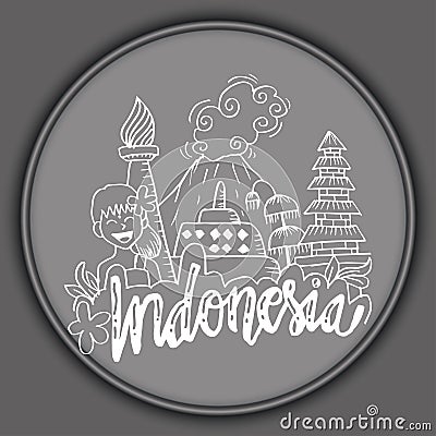 Indonesia icons and landmarks. Vector Illustration