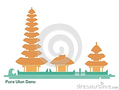 Indonesia landmark Ulun Danu temple in Bali Vector Illustration
