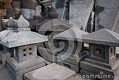 Indonesia, Magelang , Central Java, stone carving shop, statue . Stock Photo