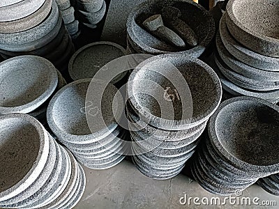 Indonesia, Magelang , Central Java, stone carving shop, statue . Editorial Stock Photo