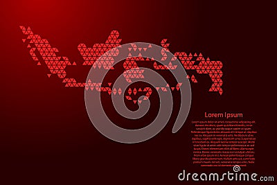 Indonesia map abstract schematic from red triangles repeating pattern geometric background with nodes for banner, poster, greeting Cartoon Illustration