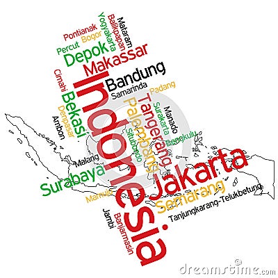 Indonesia map and cities Vector Illustration