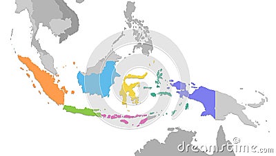 Indonesia map, new political detailed map, separate individual states, with state names, isolated on white background 3D blank Vector Illustration