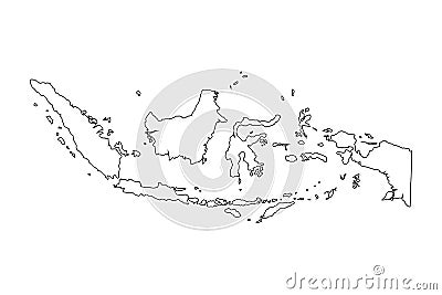 Indonesia map outline graphic freehand drawing on white background Vector Illustration