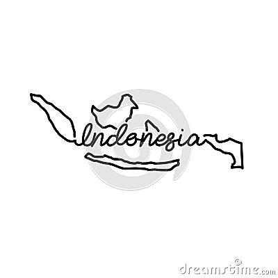 Indonesia outline map with the handwritten country name. Continuous line drawing of patriotic home sign Vector Illustration