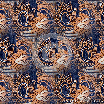 Abstract symmetrical pattern of Indonesian batik, floral motif, batik blur pattern. Cartoon Illustration